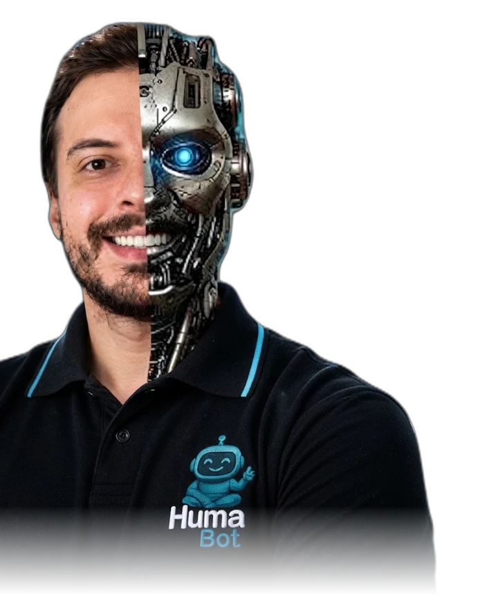 Gabriel Campolim, fundador da HumaBot, metade humano e metade robô